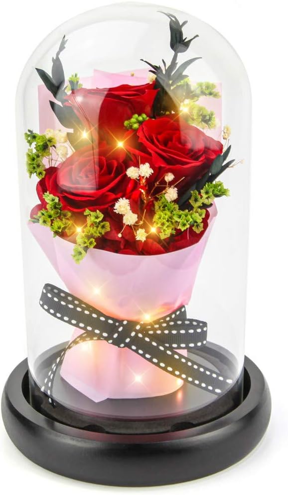 Kylin Glory Forever Flowers - Real Eternal Roses with LED Mood Lights | Elegant Gift for Girlfriend, Wife, Mom on Valentine's Day, Birthday, Anniversary (Pearl White) PREMIUM GIFTS AUSTRALIA.