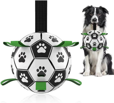 Dog Soccer Ball with Grab Tabs - Interactive Tug of War and Water Toy | Durable Ball for Small and Medium Dogs PREMIUM GIFTS AUSTRALIA.