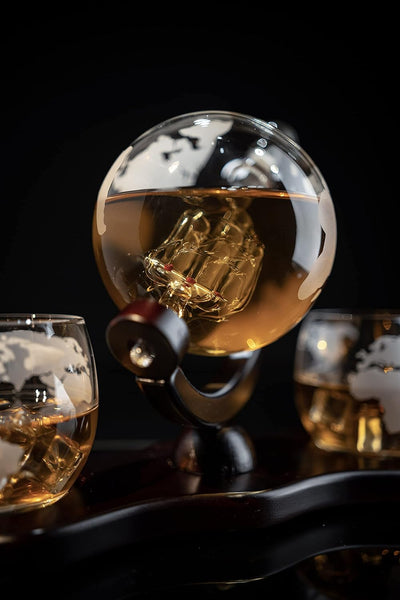 Globe Decanter Set with Glasses - Great for Whiskey, Wine, and Bourbon | Perfect Gift for Anniversaries, Birthdays, or Housewarming PREMIUM GIFTS AUSTRALIA.