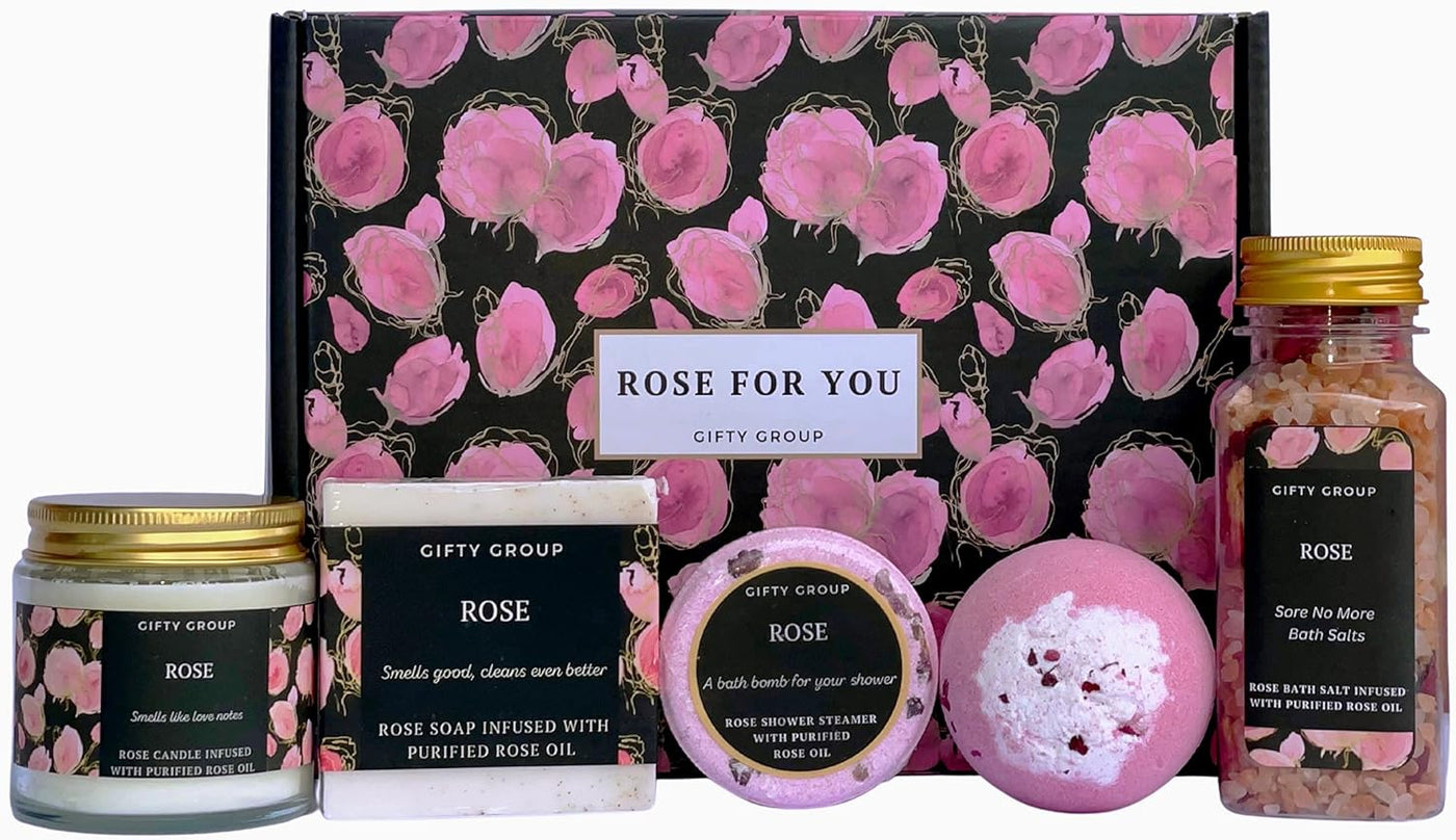 Rose Scented Bath and Body Gift Set for Women | Includes Bath Bombs, Scented Candle, Soap, Shower Steamer, and Bath Salts | Perfect for Wedding, Anniversary, Birthday, and Pamper Gifts PREMIUM GIFTS AUSTRALIA.