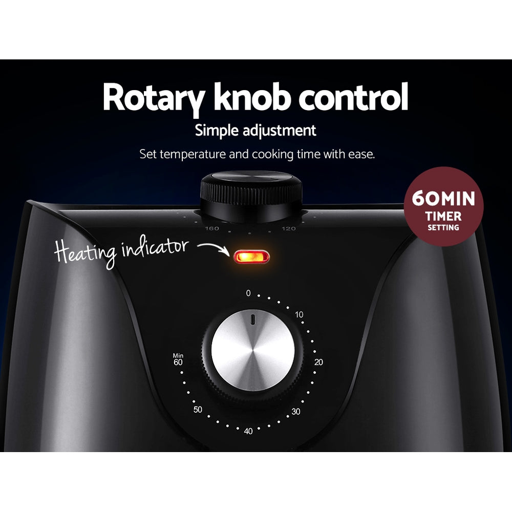 Devanti Air Fryer 2.5L Knob Fryers