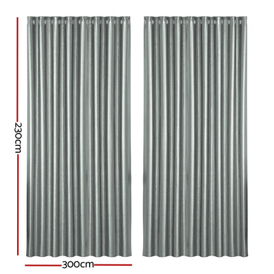 Artiss 2X Blockout Curtains Eyelet 300x230cm Grey Shine