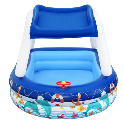 Bestway Kids Pool 213x155x132cm Inflatable Swimming w/ Canopy Play Pools 282L