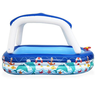 Bestway Kids Pool 213x155x132cm Inflatable Swimming w/ Canopy Play Pools 282L