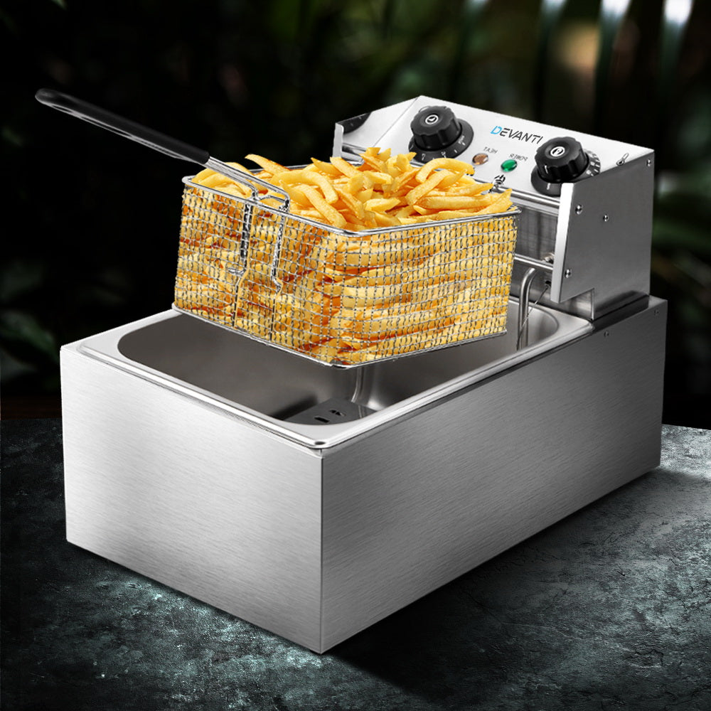 Devanti 10L Electric Commercial Deep Fryer Single Basket 2200W