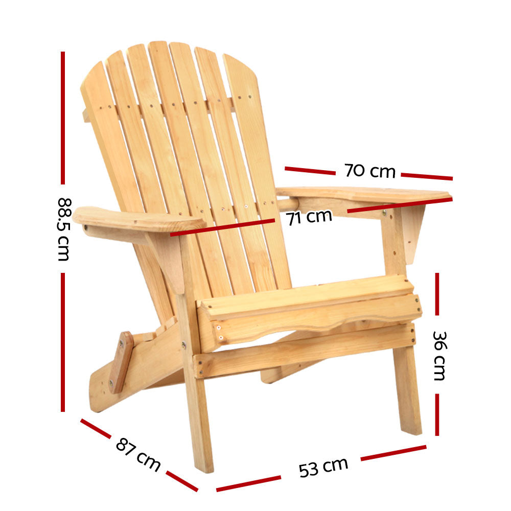 Gardeon Adirondack Outdoor Chairs Wooden Beach Chair Patio Furniture Garden Natural