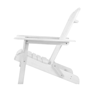 Gardeon Adirondack Outdoor Chairs Wooden Foldable Beach Chair Patio Furniture White