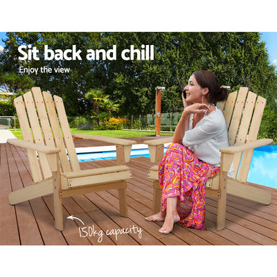 Gardeon Adirondack Outdoor Chairs Wooden Beach Chair Patio Furniture Garden Natural