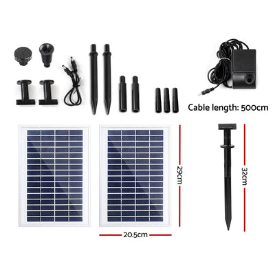 Gardeon Solar Pond Pump Submersible Water Fountain Kit with 2 Panels 7.2FT