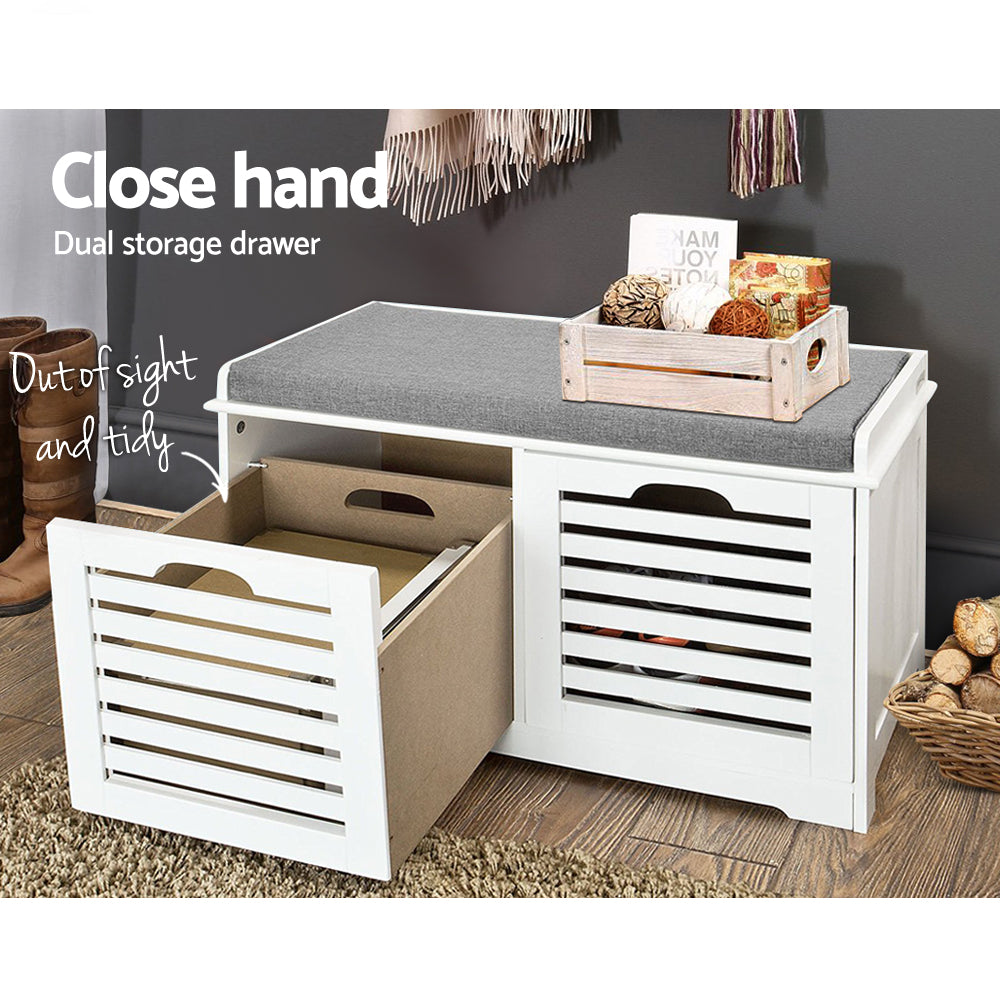 Artiss Shoe Cabinet Bench Storage Rack White Caye