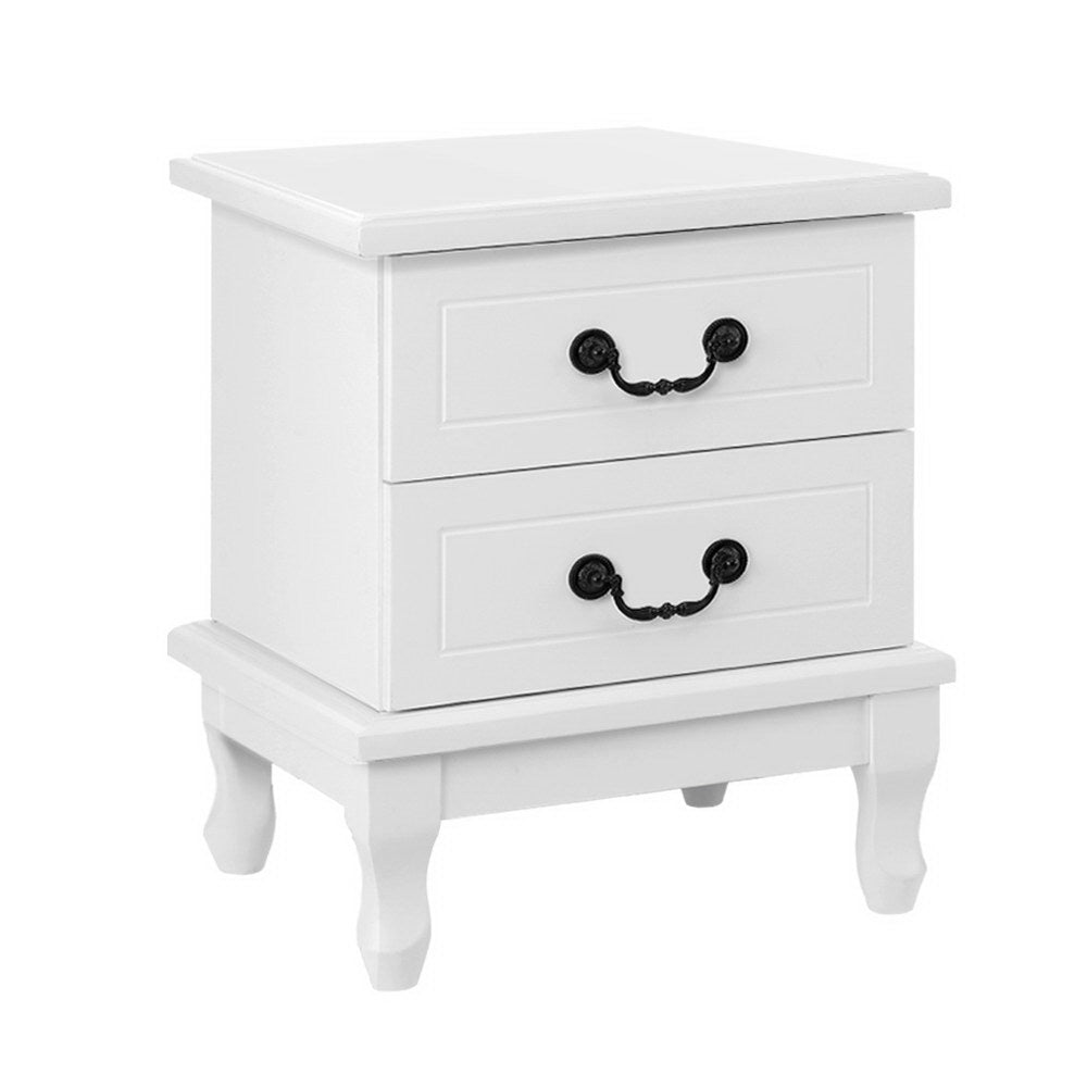 Artiss Bedside Table 2 Drawers - KUBI White