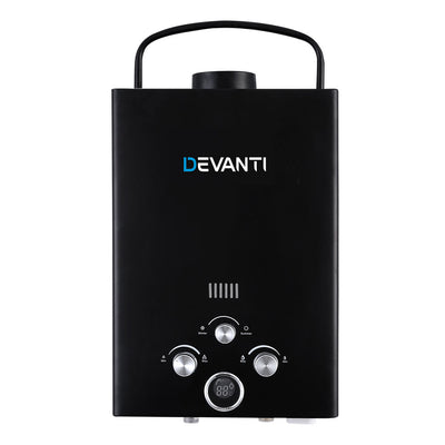 Devanti Portable Gas Water Heater 8L/Min With Pump LPG System Black