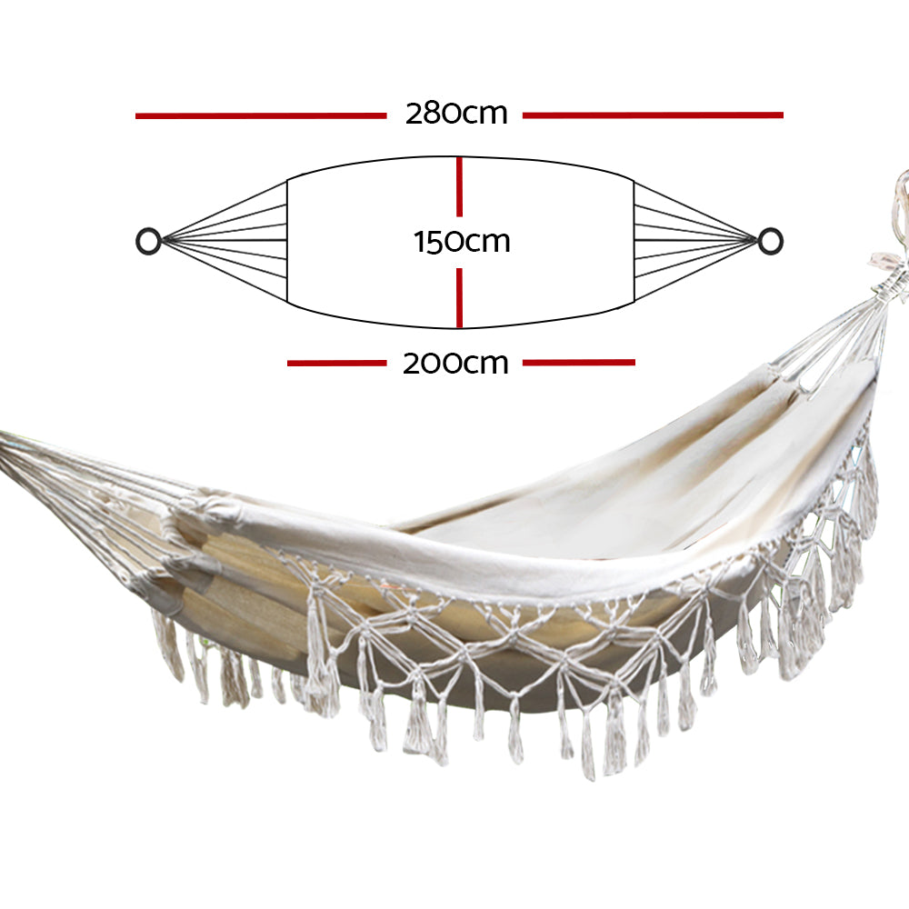 Gardeon Hammock Bed Rope Tassel Outdoor Hammocks Chair Camping