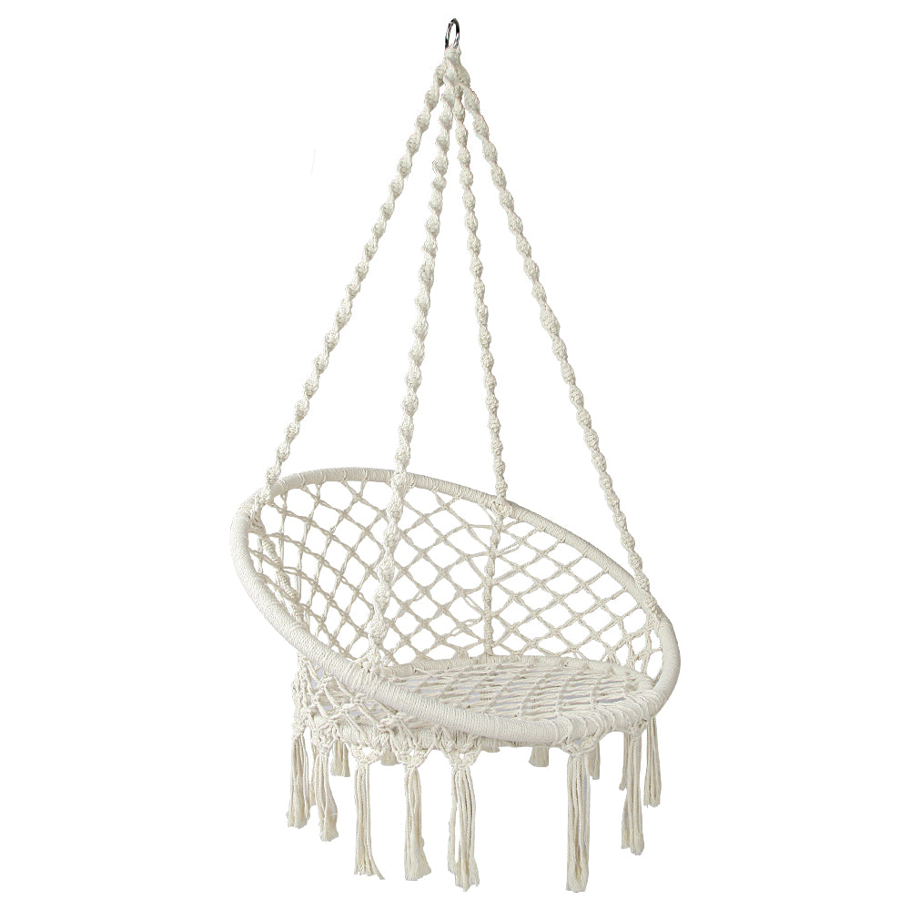 Gardeon Hammock Chair Outdoor Hanging Macrame Cotton Indoor Cream