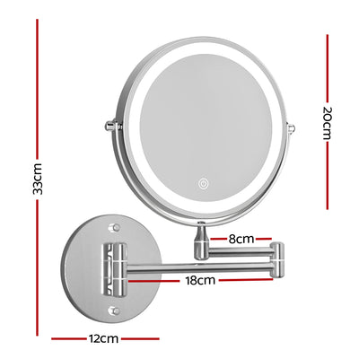 Embellir Extendable Makeup Mirror 10X Magnifying Double-Sided Bathroom Silver