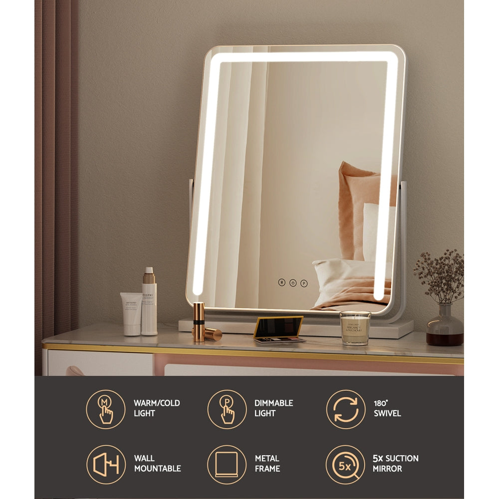 Embellir Makeup Mirror 40x50cm Hollywood Vanity with LED Light Strip Rotation