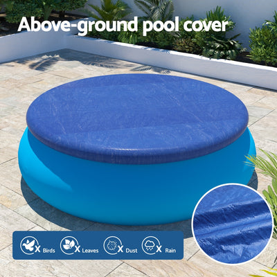 Aquabuddy Pool Cover Fit 2.44m Round Above-ground Ring Swimming Pool Blanket Blue