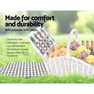 Alfresco 2 Person Picnic Basket Set Insulated Blanket Bag