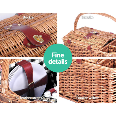 Alfresco 4 Person Picnic Basket Set Insulated Outdoor Blanket Bag