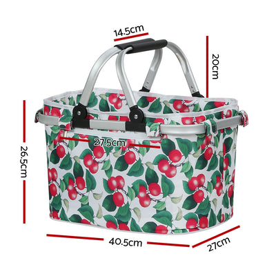 Alfresco Picnic Basket Set Folding Bag Hamper Insulated Food Storage