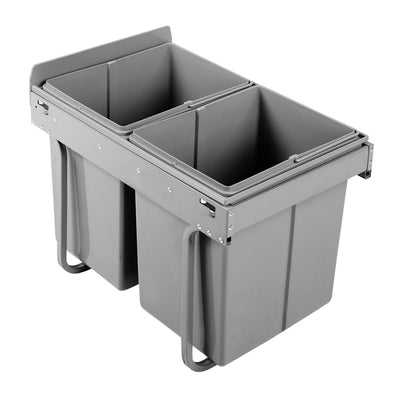 Cefito Pull Out Bin Kitchen Double Basket 2X20L Grey