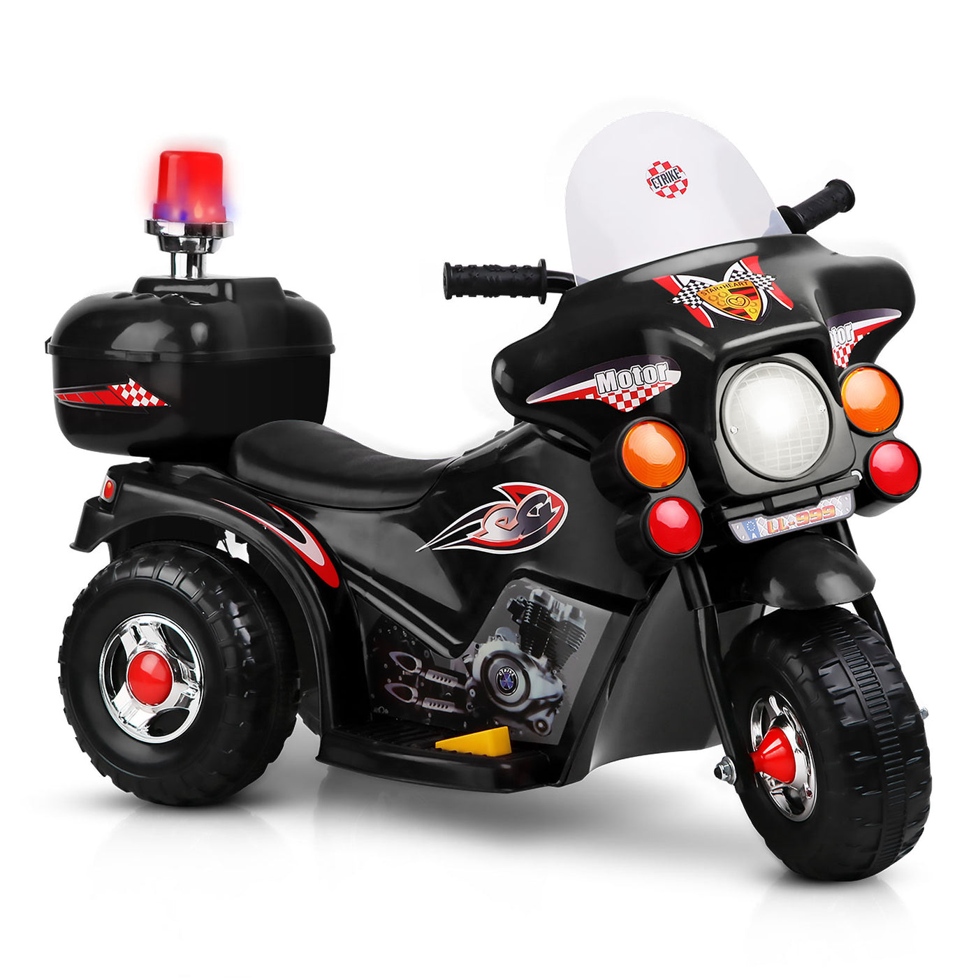 Rigo Kids Electric Ride On Police Motorcycle Motorbike 6V Battery Black