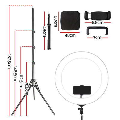 Embellir Ring Light 19" Tripod Stand Silver