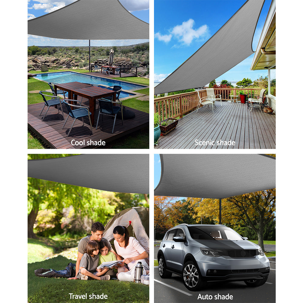 Instahut Shade Sail 5x6m Rectangle 280GSM 98% Grey Shade Cloth