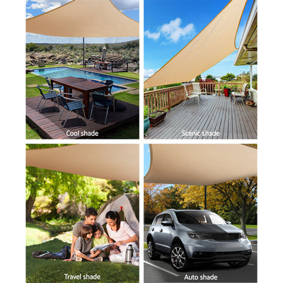 Instahut Waterproof Shade Sail 3x4m Rectangle Sand 95% Shade Cloth