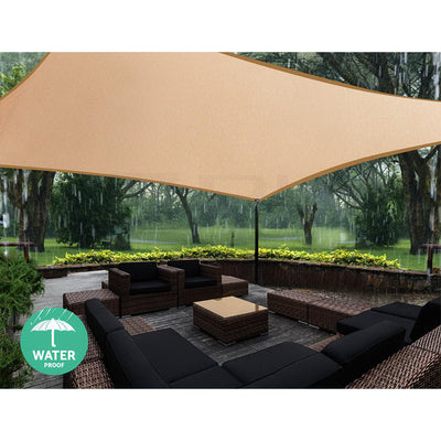 Instahut Waterproof Shade Sail 4x5m Rectangle Sand 95% Shade Cloth