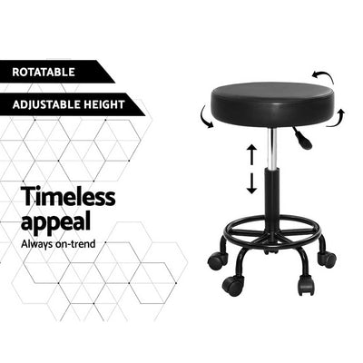 Artiss 2x Salon Stool Round Swivel Chair