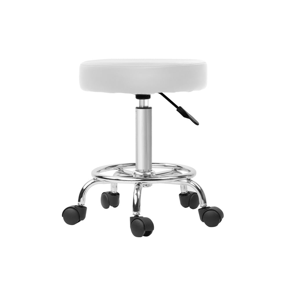 Artiss Salon Stool Round Swivel Chair White