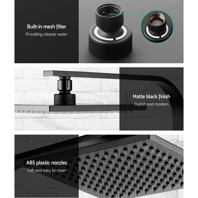 Cefito 8'' Rain Shower Head Wall Arm Square High Pressure Mixer Tap Black