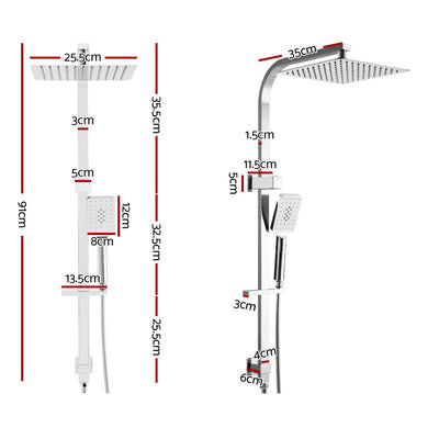 Cefito 10'' Rain Shower Head Set Handheld Square High Pressure Chrome