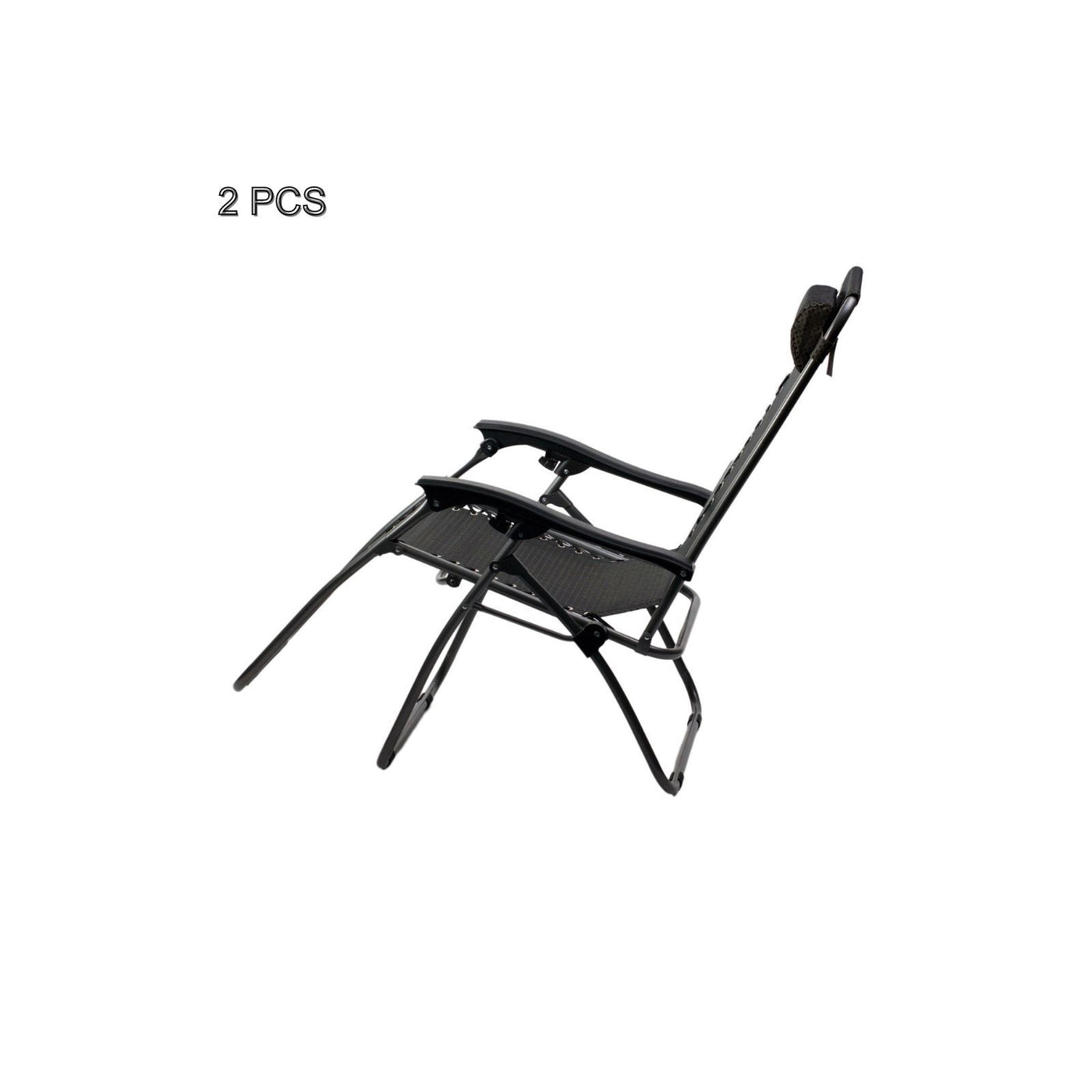 2 Pcs Zero Gravity Folding Reclining Chair (Black)