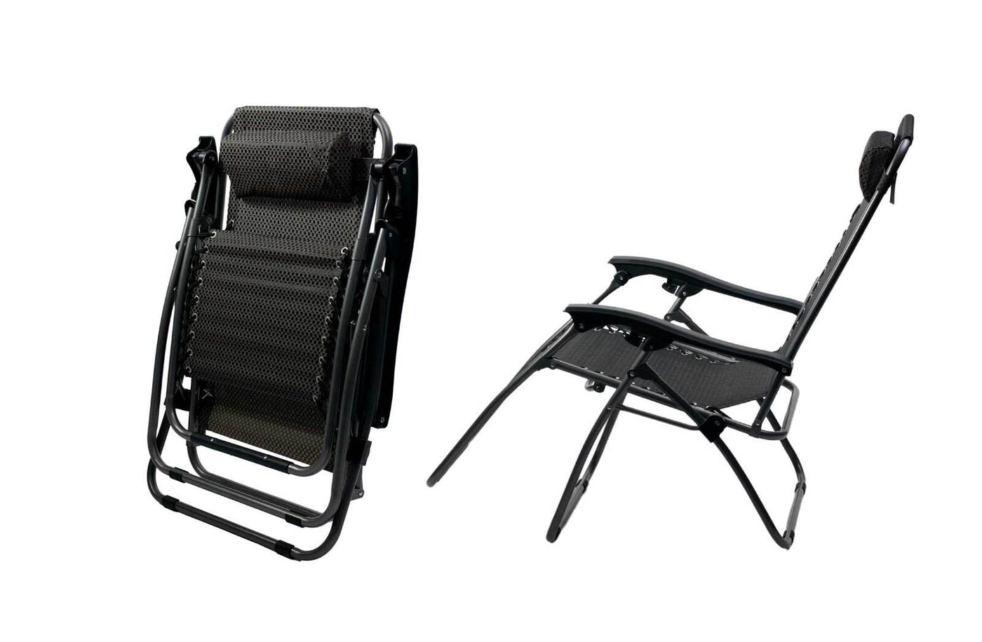 2 Pcs Zero Gravity Folding Reclining Chair (Black)