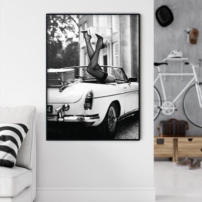 Wall Art 90cmx135cm High Heels in Classic Car Black Frame Canvas