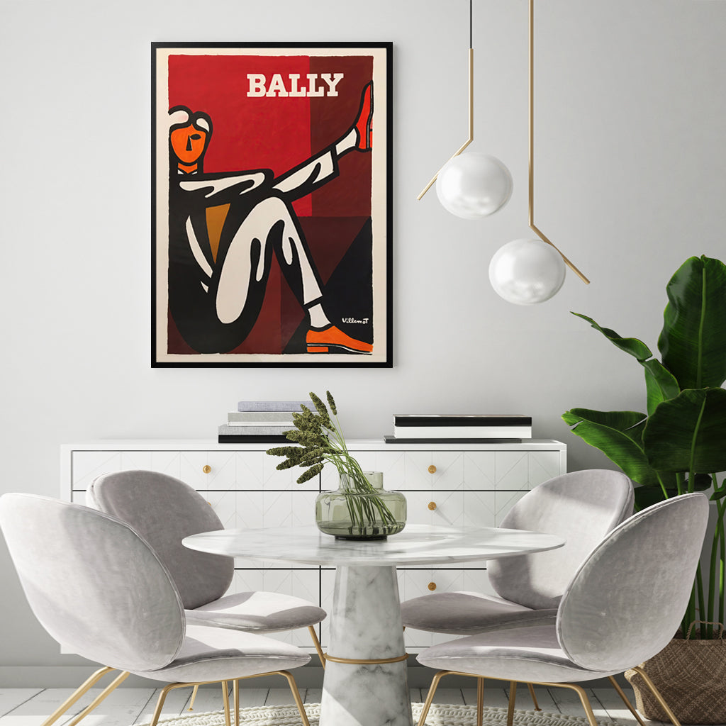 Wall Art 90cmx135cm Bally Man by Villemot Black Frame Canvas