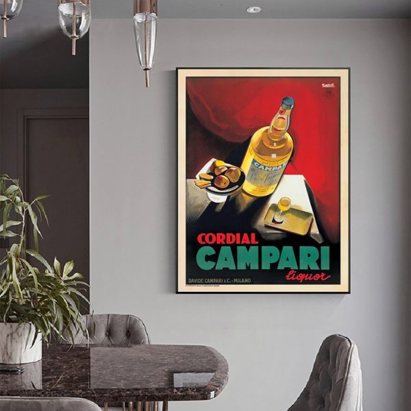 Wall Art 90cmx135cm Cordial Campari Liquor Black Frame Canvas