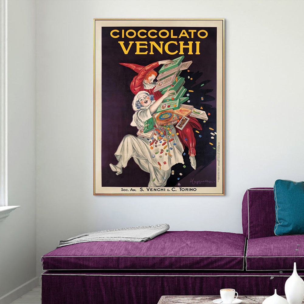 Wall Art 90cmx135cm Cioccolato Venchi Vintage Gold Frame Canvas