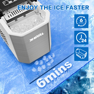 X-BULL Portable Ice Maker Machine Commercial Ice Cube 2.2L Home Bar Benchtop Sliver