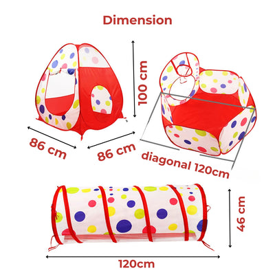 GOMINIMO 3 in 1 Mix Colour Dot Style Kids Play Tent