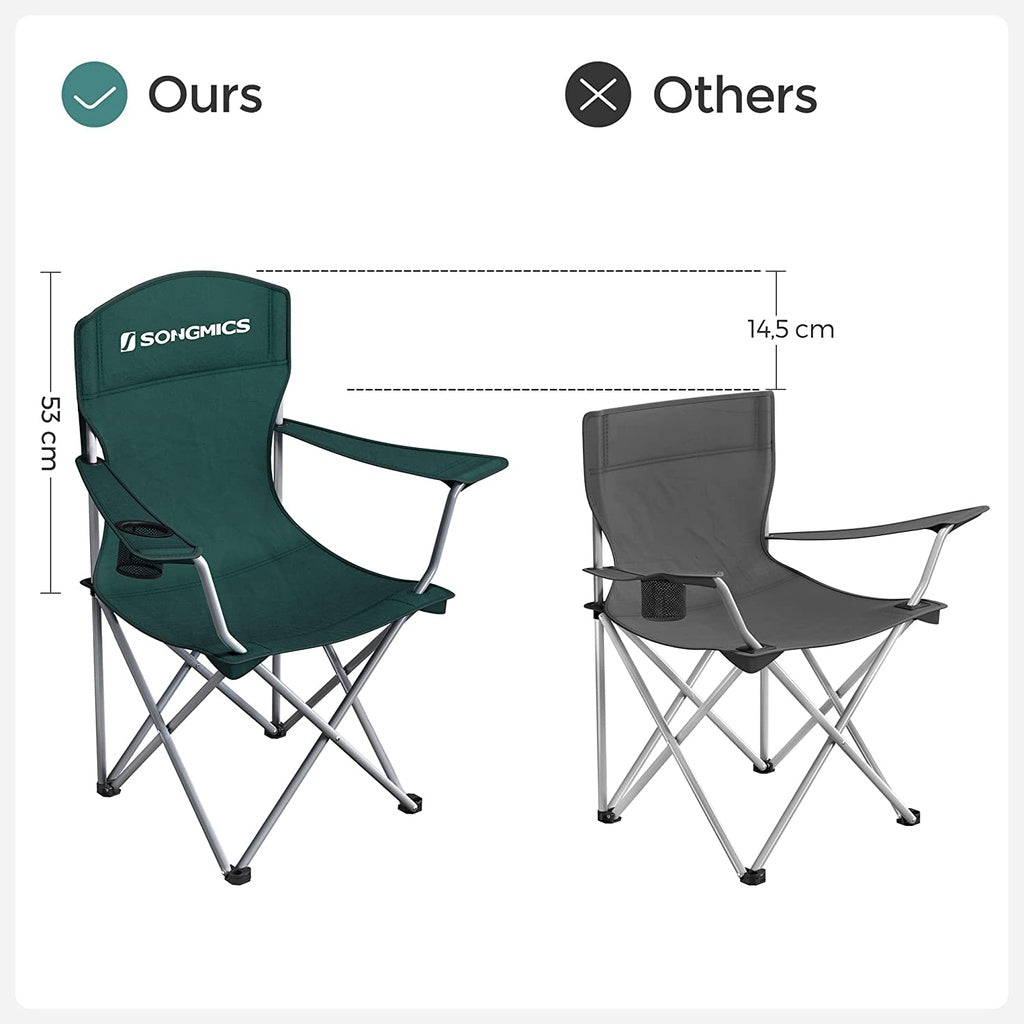 SONGMICS Set of 2 Folding Camping Outdoor Chairs Dark Green