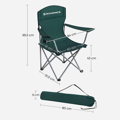 SONGMICS Set of 2 Folding Camping Outdoor Chairs Dark Green