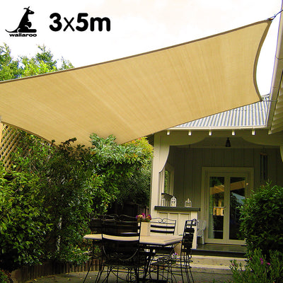 Wallaroo Rectangular Shade Sail: 3m x 5m - Sand