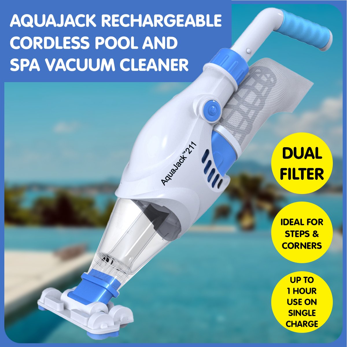 Aquajack 211 Cordless Rechargeable Spa and Pool Vacuum Cleaner