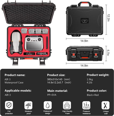 STARTRC Air 3 Hard Case Waterproof Carrying Case for DJI Air 3 Fly More Combo