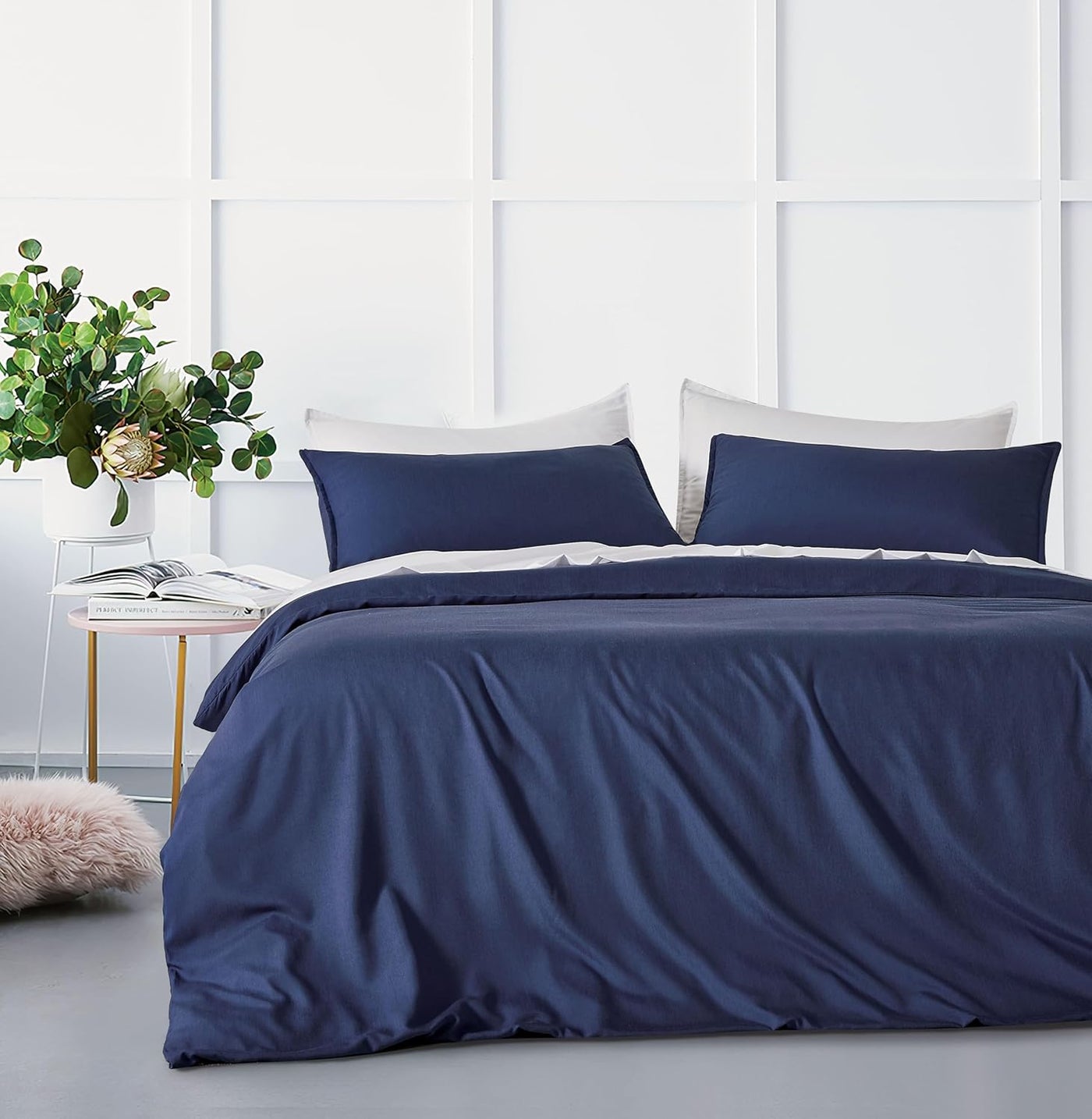 Bamboo Microfibre Quilt Cover Set - Navy - Double