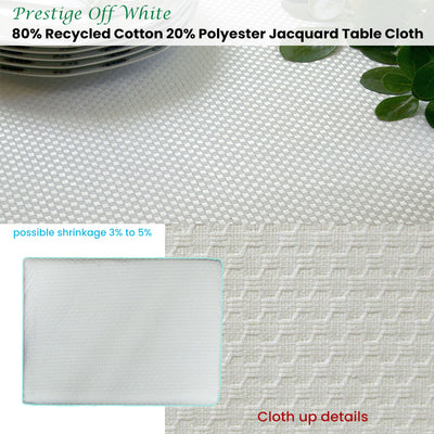 Invitation Prestige Cotton Rich Jacquard Off White Table Cloth 180cm Diameter Round