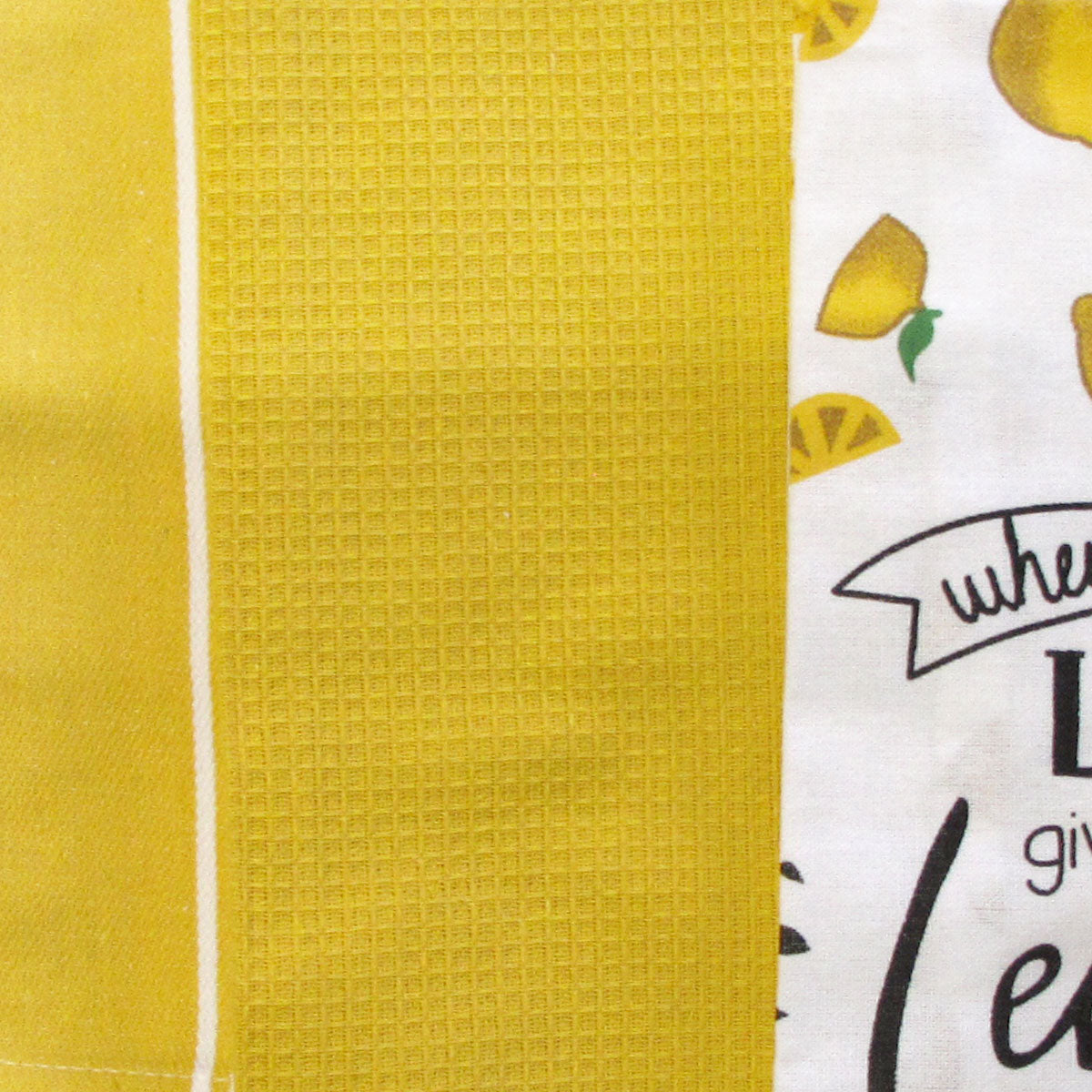 Home Oasis Set of 3 Printed Cotton Rich Tea Towels 50 x 70 cm Lemons Yellow